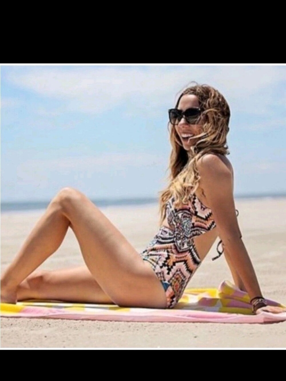 Athleta Womens |M| Desert Geo Printed Cutout High Waisted One Piece Swimsuit